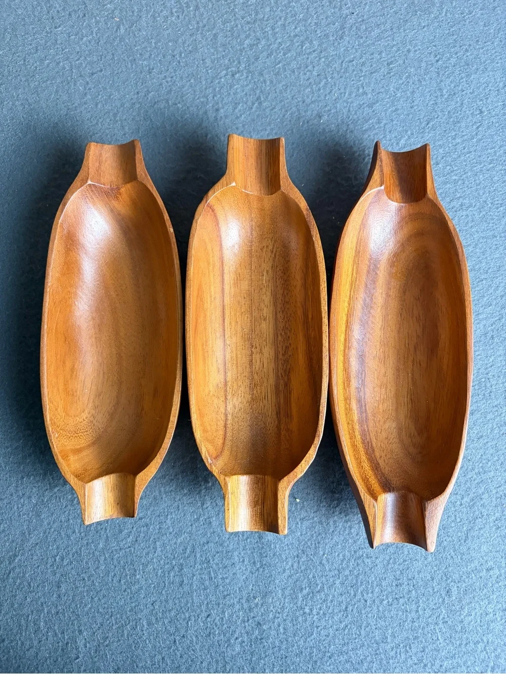 Vintage 70s Wooden Corn on The Cob Holders Complete Set Of 6 Teakwood Monkey Pod